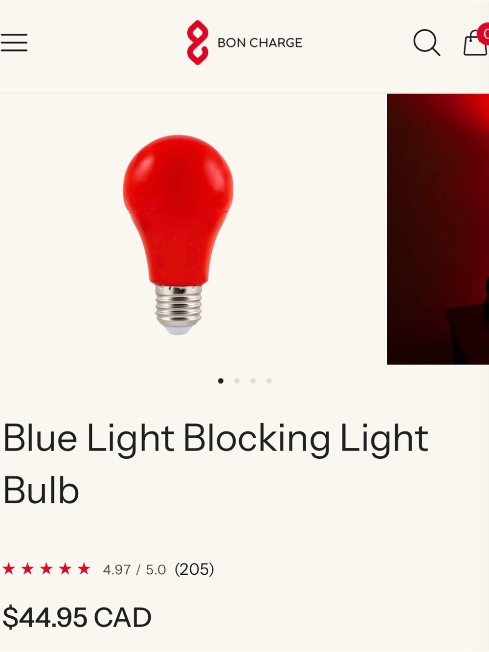 Bon Charge Red LED Night Light Bulb - Blue Light Blocking